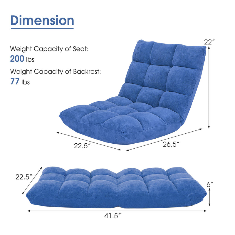*14-Position Adjustable Cushioned Floor Chair - Blue