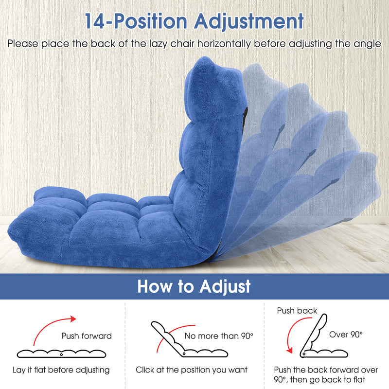 *14-Position Adjustable Cushioned Floor Chair - Blue