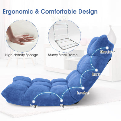 *14-Position Adjustable Cushioned Floor Chair - Blue