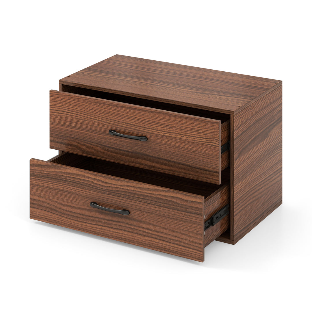 2-Drawer Stackable Horizontal Storage Cabinet Dresser Chest with Handl