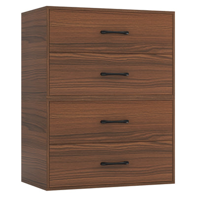 2-Drawer Stackable Horizontal Storage Cabinet Dresser Chest with Handles-Dark Brown