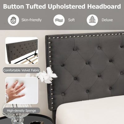 Full/Queen Size Upholstered Platform Bed with Tufted Headboard-Full Size