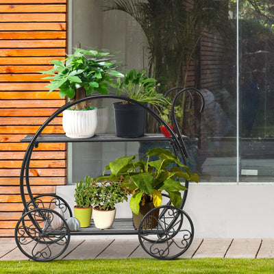 *Heavy Duty Metal Flower Cart Plant Stand