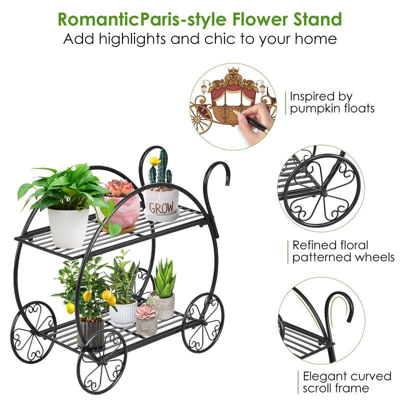 *Heavy Duty Metal Flower Cart Plant Stand