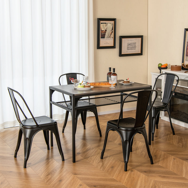 *Metal Dining Chairs Set of 4 with Removable Backrest for Dining Room Restaurant Living Room - Black