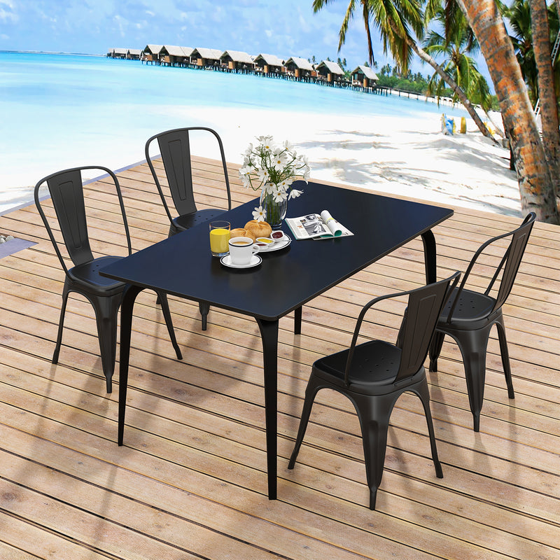 *Metal Dining Chairs Set of 4 with Removable Backrest for Dining Room Restaurant Living Room - Black