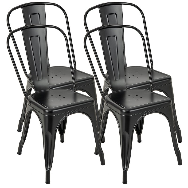 *Metal Dining Chairs Set of 4 with Removable Backrest for Dining Room Restaurant Living Room - Black