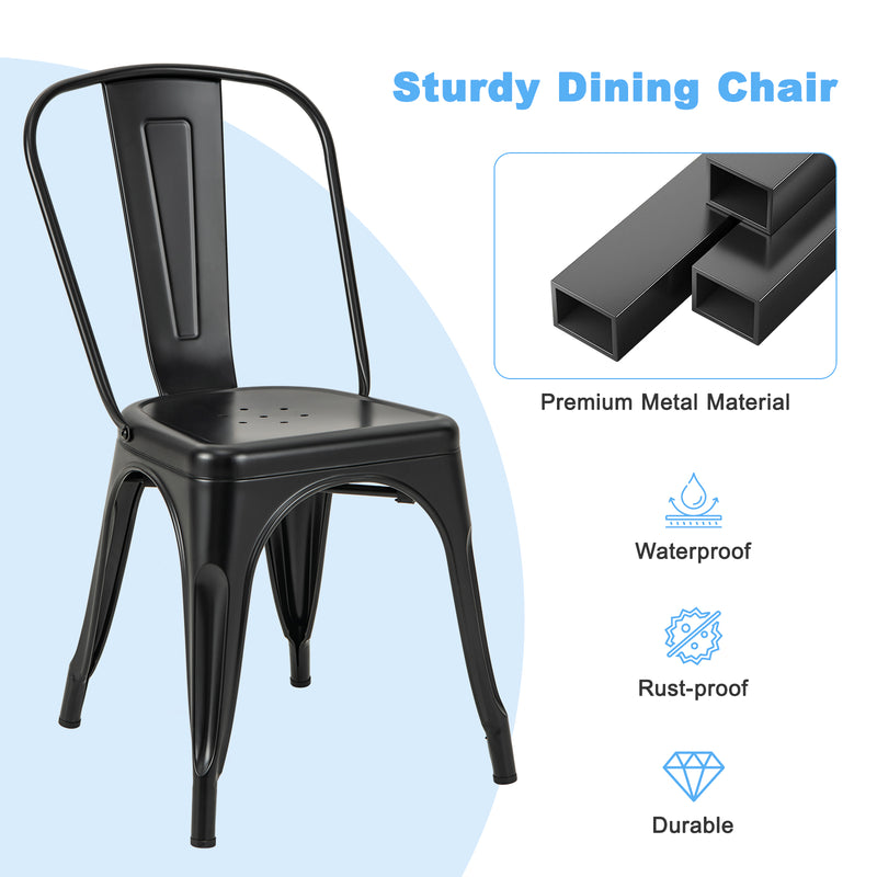 *Metal Dining Chairs Set of 4 with Removable Backrest for Dining Room Restaurant Living Room - Black
