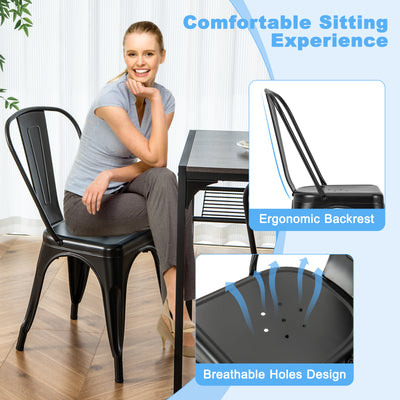 *Metal Dining Chairs Set of 4 with Removable Backrest for Dining Room Restaurant Living Room - Black