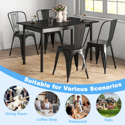 *Metal Dining Chairs Set of 4 with Removable Backrest for Dining Room Restaurant Living Room - Black
