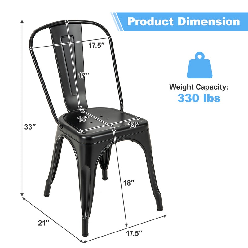 *Metal Dining Chairs Set of 4 with Removable Backrest for Dining Room Restaurant Living Room - Black