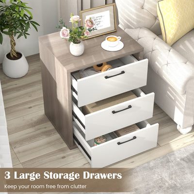 3 Slide-out Drawers Modern Dresser with Wide Storage Space