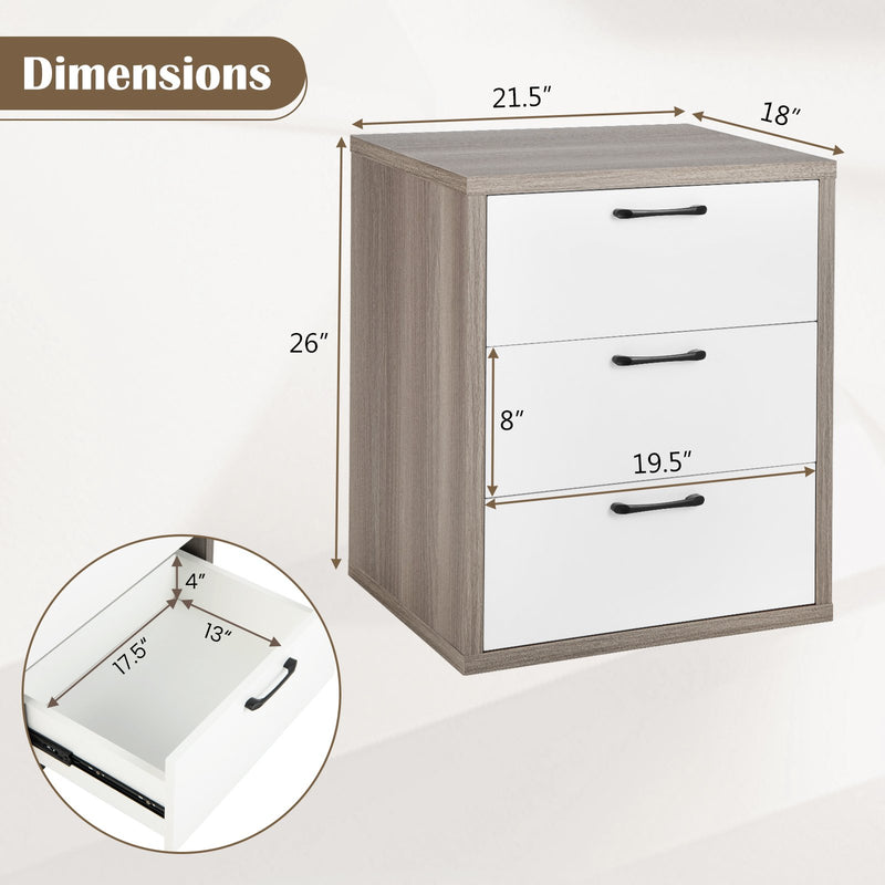 3 Slide-out Drawers Modern Dresser with Wide Storage Space