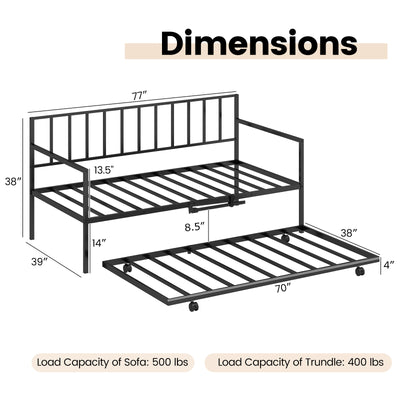 Twin Size Daybed and Trundle Frame Set Trundle Bedframe