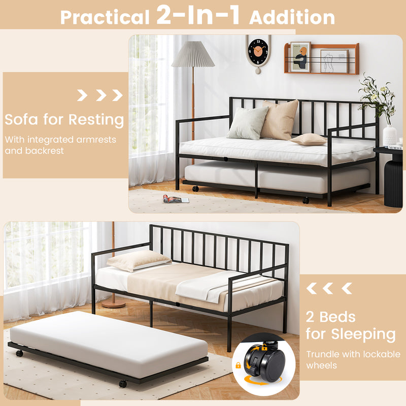 Twin Size Daybed and Trundle Frame Set Trundle Bedframe