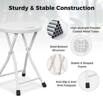 Folding Stool with Built-in Handle for Adults-4 Pieces