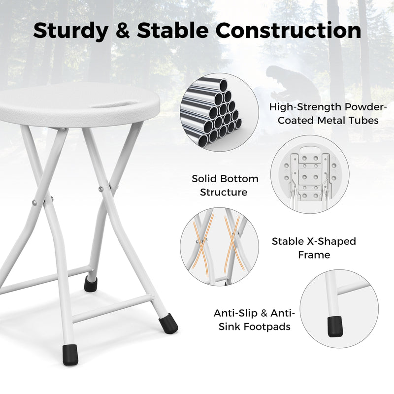 Folding Stool with Built-in Handle for Adults-4 Pieces