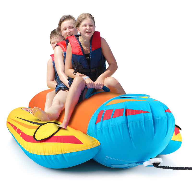 *3-Person Inflatable Banana Boat with 3 EVA-padded Seats and Handles