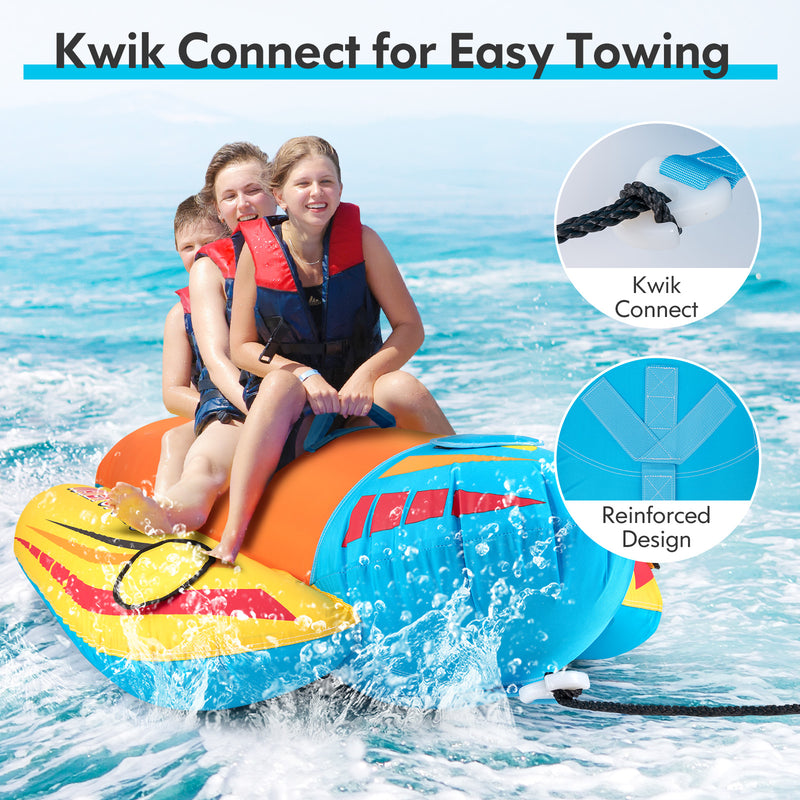 *3-Person Inflatable Banana Boat with 3 EVA-padded Seats and Handles