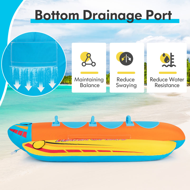 *3-Person Inflatable Banana Boat with 3 EVA-padded Seats and Handles