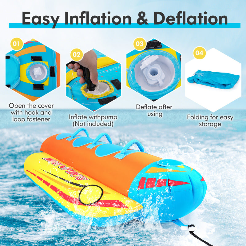 *3-Person Inflatable Banana Boat with 3 EVA-padded Seats and Handles