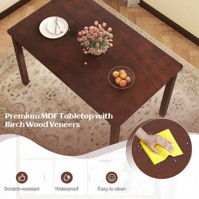 48-Inch Wooden Dining Table for 4 People Rectangular Kitchen Table with Rubber Wood Legs-Cherry
