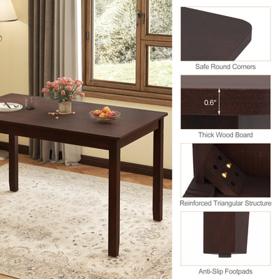 48-Inch Wooden Dining Table for 4 People Rectangular Kitchen Table with Rubber Wood Legs-Cherry