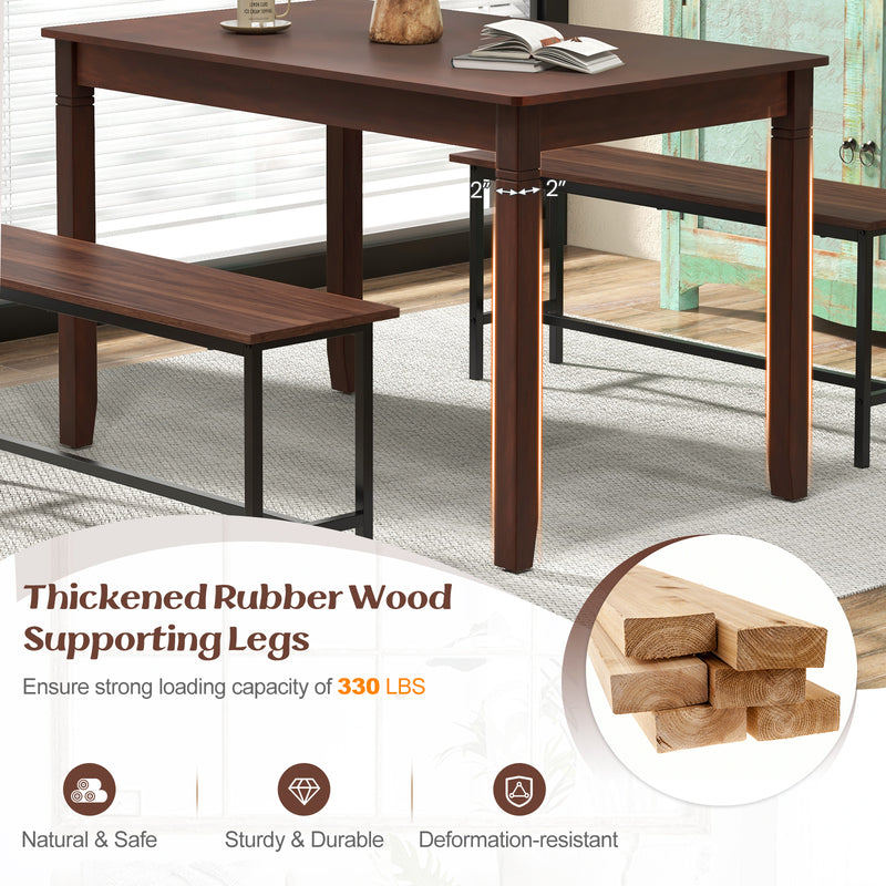 48-Inch Wooden Dining Table for 4 People Rectangular Kitchen Table with Rubber Wood Legs-Cherry