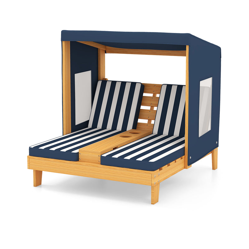 *Kids Patio Lounge Chair with Cup Holders and Awning - Navy