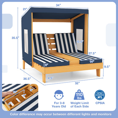*Kids Patio Lounge Chair with Cup Holders and Awning - Navy
