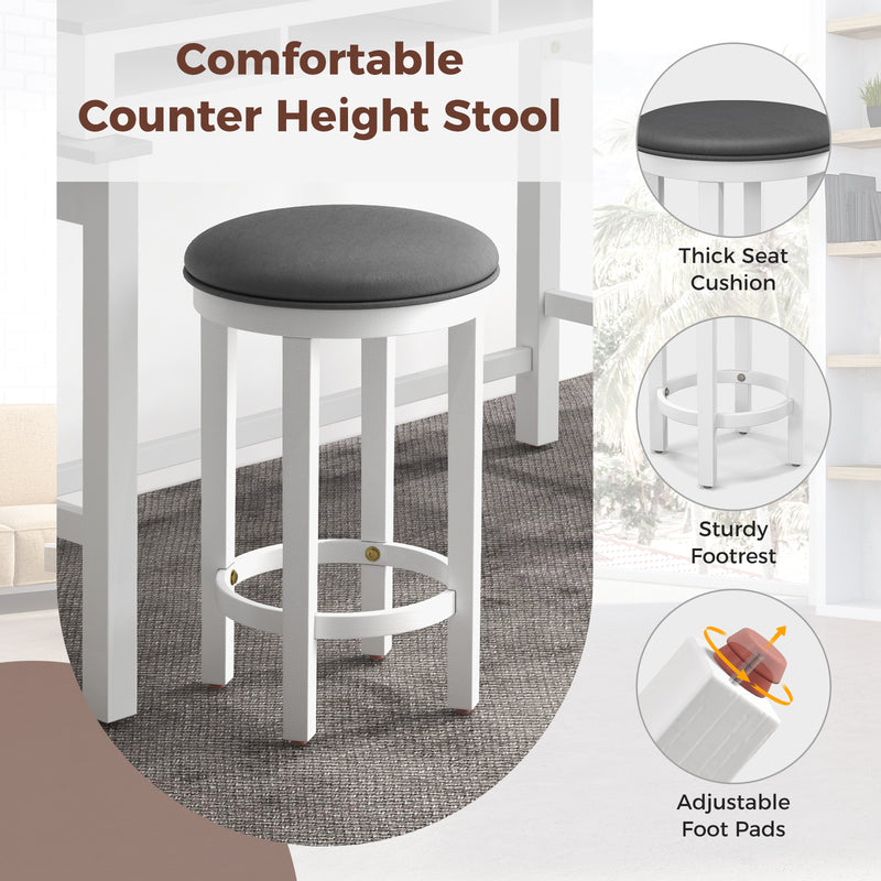 3-Piece Home Bar Set with 2 Upholstered Bar Stools  Outlets and USB Ports-Gray