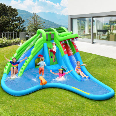 Inflatable Crocodile Style Water Slide Upgraded Kids Bounce Castle with 680W Blower