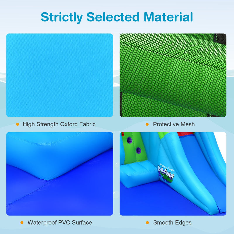 Inflatable Crocodile Style Water Slide Upgraded Kids Bounce Castle with 680W Blower