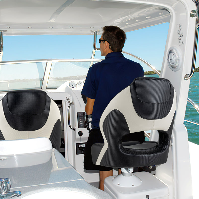 *Captain Bucket Seat with Waterproof PVC Leather for Sightseeing Boat - Black