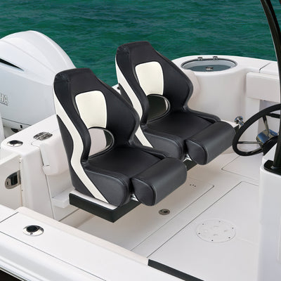 *Captain Bucket Seat with Waterproof PVC Leather for Sightseeing Boat - Black