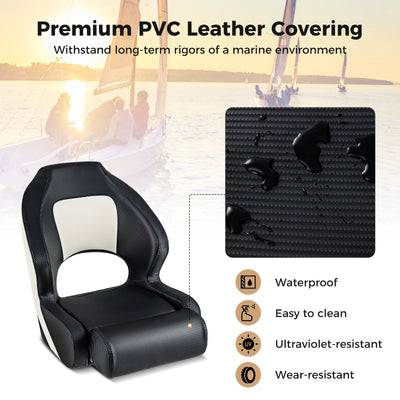 *Captain Bucket Seat with Waterproof PVC Leather for Sightseeing Boat - Black