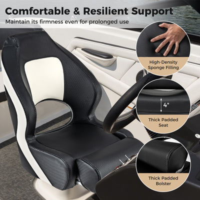 *Captain Bucket Seat with Waterproof PVC Leather for Sightseeing Boat - Black