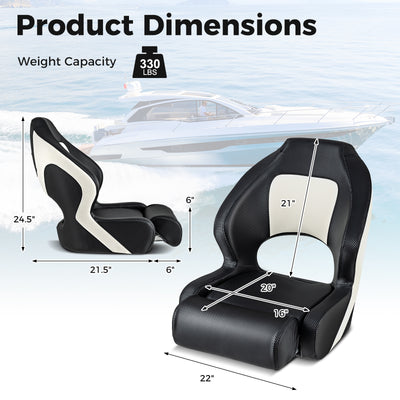 *Captain Bucket Seat with Waterproof PVC Leather for Sightseeing Boat - Black