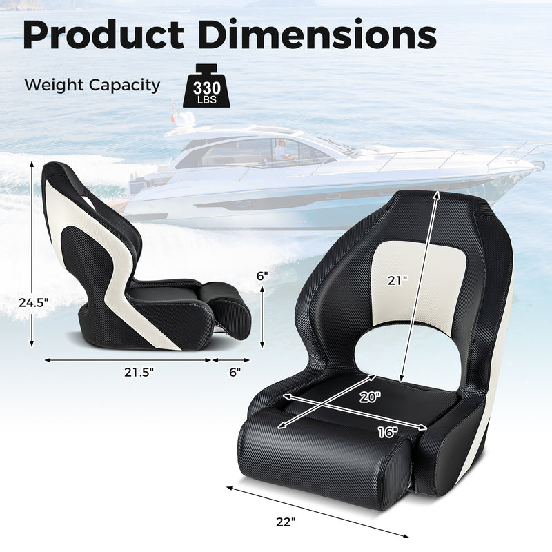 *Captain Bucket Seat with Waterproof PVC Leather for Sightseeing Boat - Black