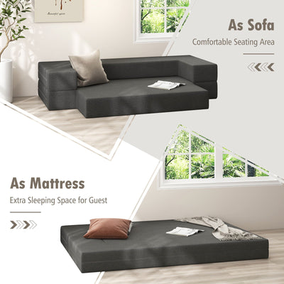 8 Inch Convertible Folding Sofa Bed with Washable Cover-Queen Size