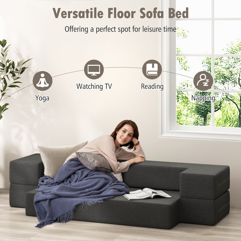 8 Inch Convertible Folding Sofa Bed with Washable Cover-Twin Size