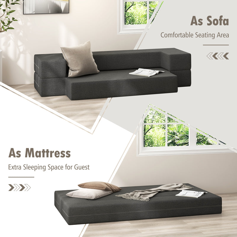 8 Inch Convertible Folding Sofa Bed with Washable Cover-Twin Size