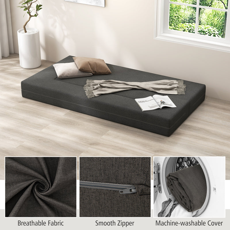 8 Inch Convertible Folding Sofa Bed with Washable Cover-Twin Size