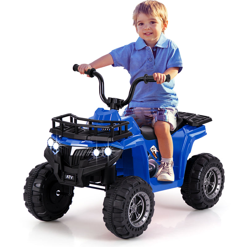 6V Kids Ride On Electric ATV with LED Headlights and MP3 Player-Blue