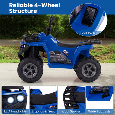 6V Kids Ride On Electric ATV with LED Headlights and MP3 Player-Blue