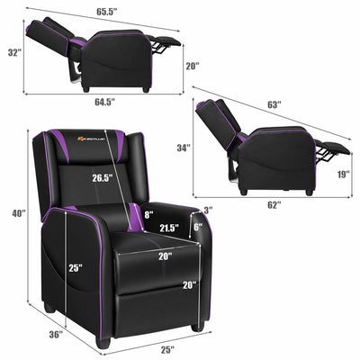 Home Massage Gaming Recliner Chair - Purple