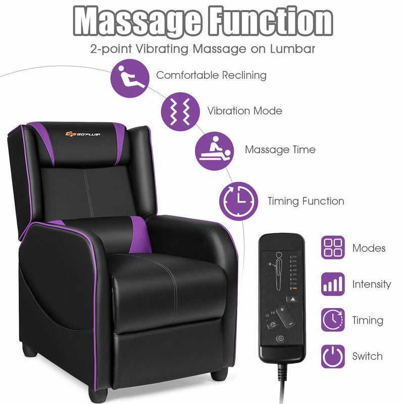 Home Massage Gaming Recliner Chair - Purple