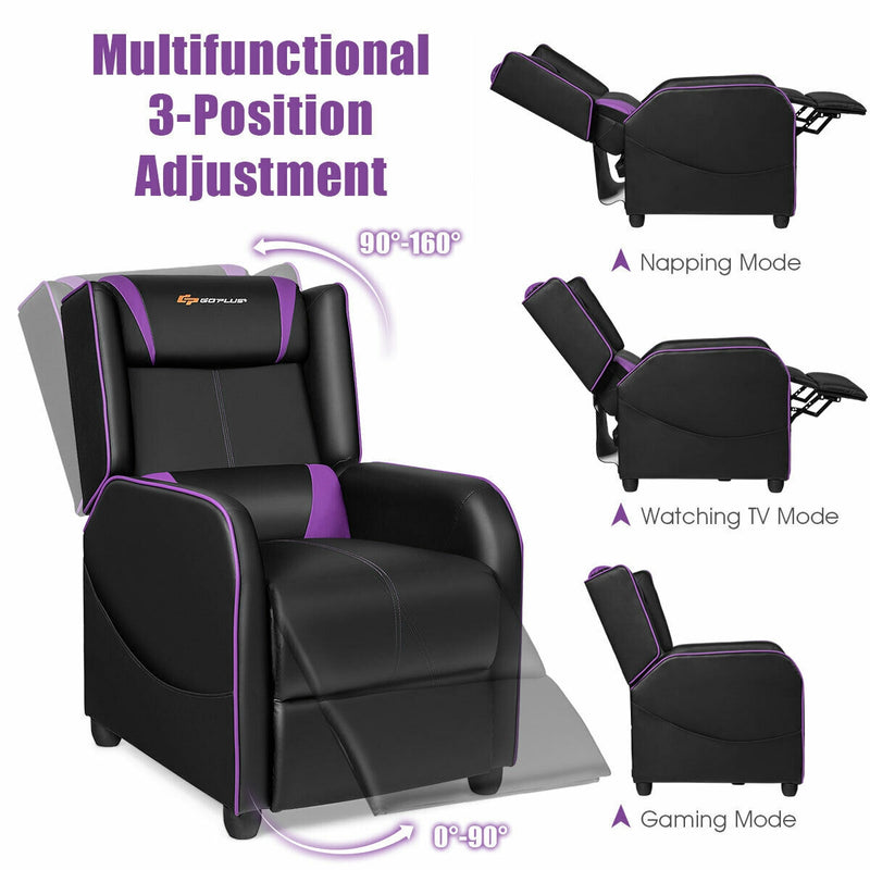 Home Massage Gaming Recliner Chair - Purple