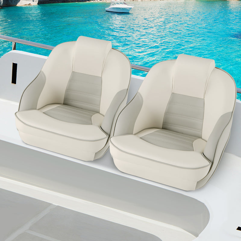 *Captain Bucket Seat with Waterproof PVC Leather for Boat Sightseeing - White