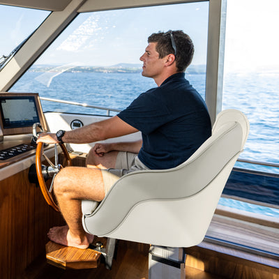 *Captain Bucket Seat with Waterproof PVC Leather for Boat Sightseeing - White